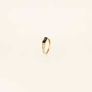 9ct Gold 1980's Striped Onyx Stacking Ring