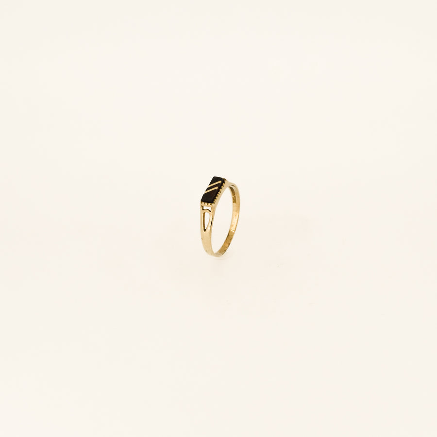 9ct Gold 1980's Striped Onyx Stacking Ring