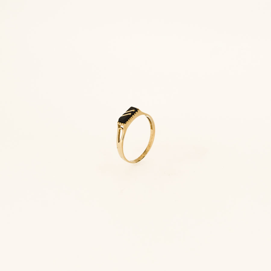 9ct Gold 1980's Striped Onyx Stacking Ring