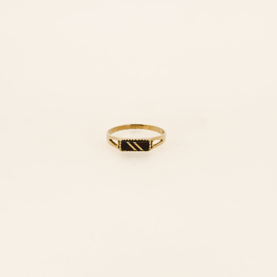 9ct Gold 1980's Striped Onyx Stacking Ring