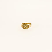 9ct Gold Five Star Square Signet Pinky Ring