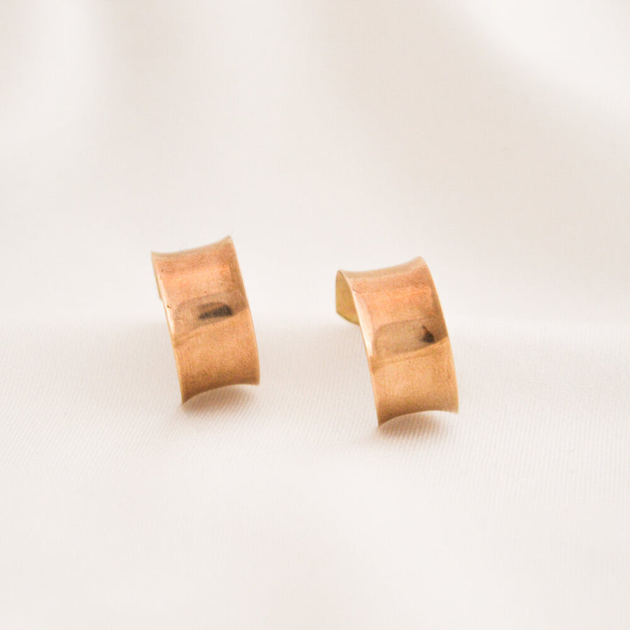 Curved Band 9ct Gold Earrings