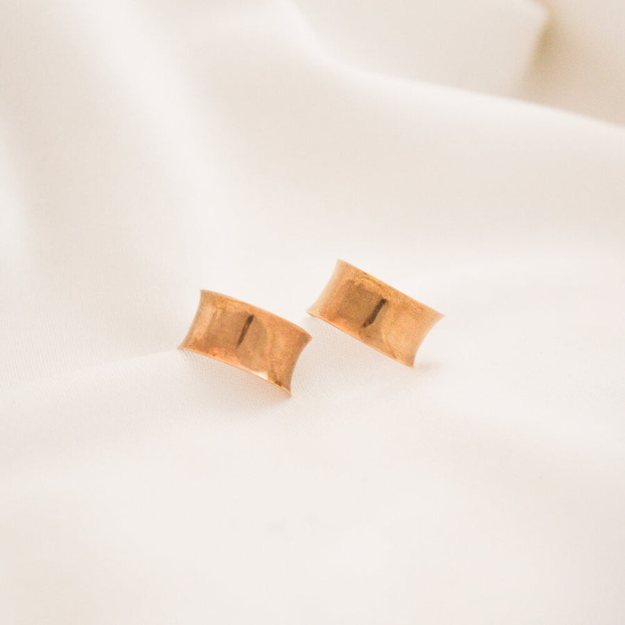 Curved Band 9ct Gold Earrings