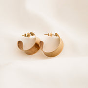 Curved Band 9ct Gold Earrings