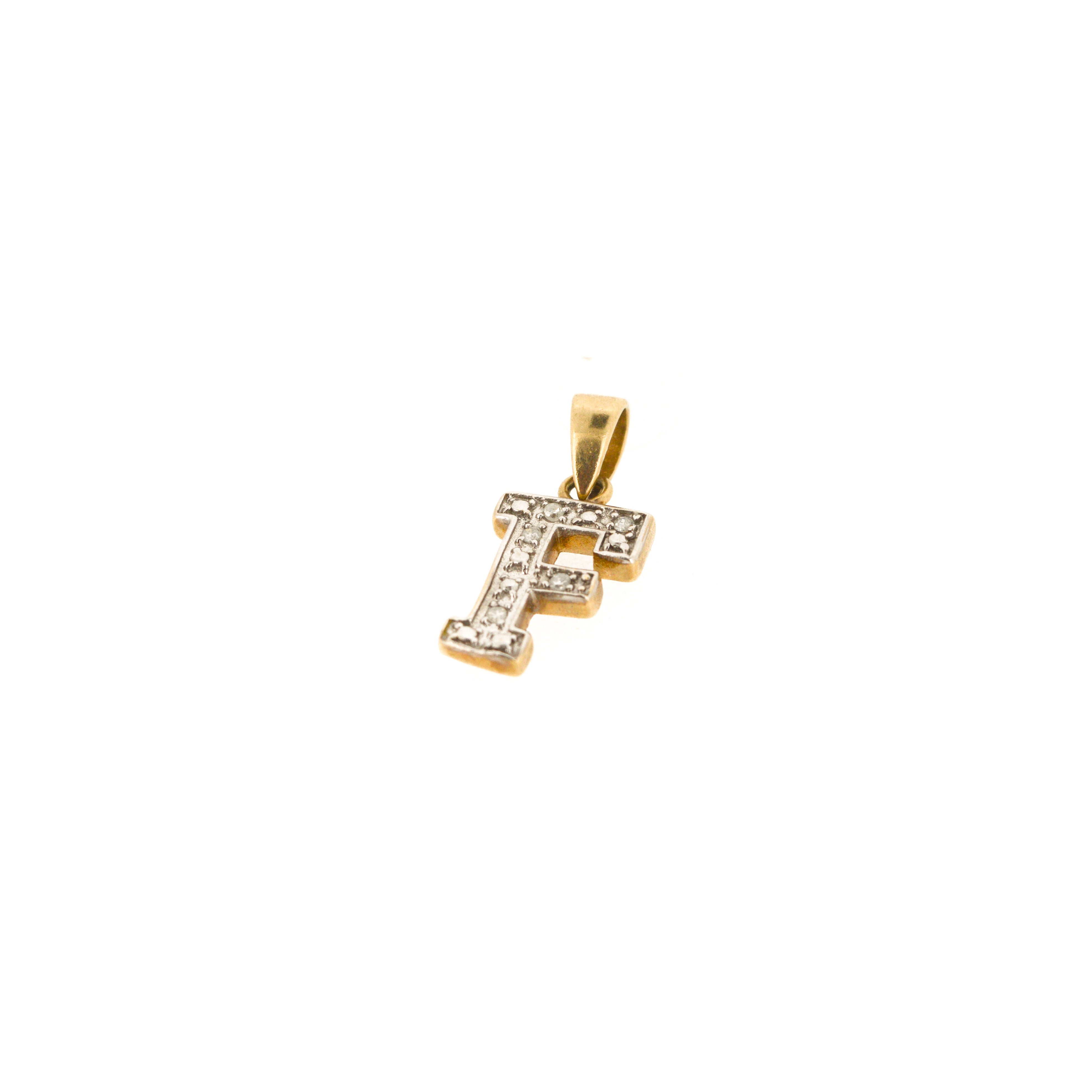 9ct Gold Diamond Letter F Charm