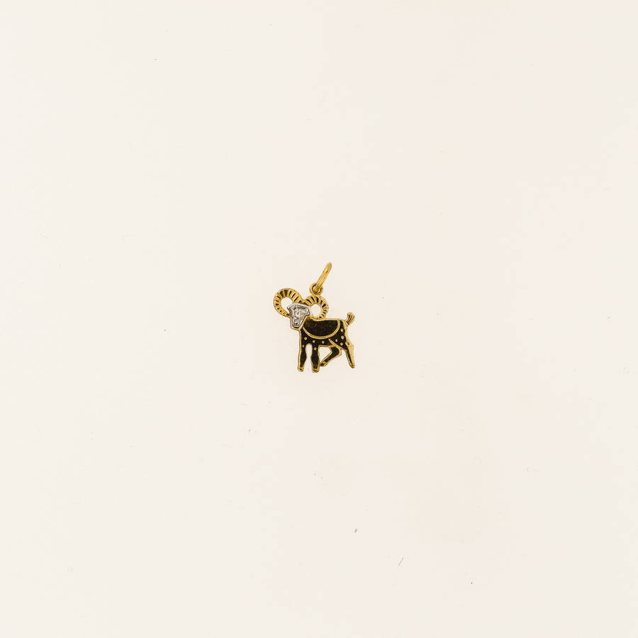 9ct Gold and Diamond Aries Zodiac Pendant