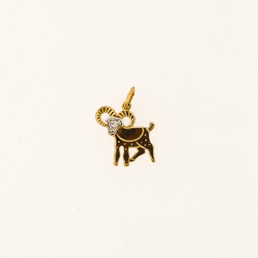 9ct Gold and Diamond Aries Zodiac Pendant
