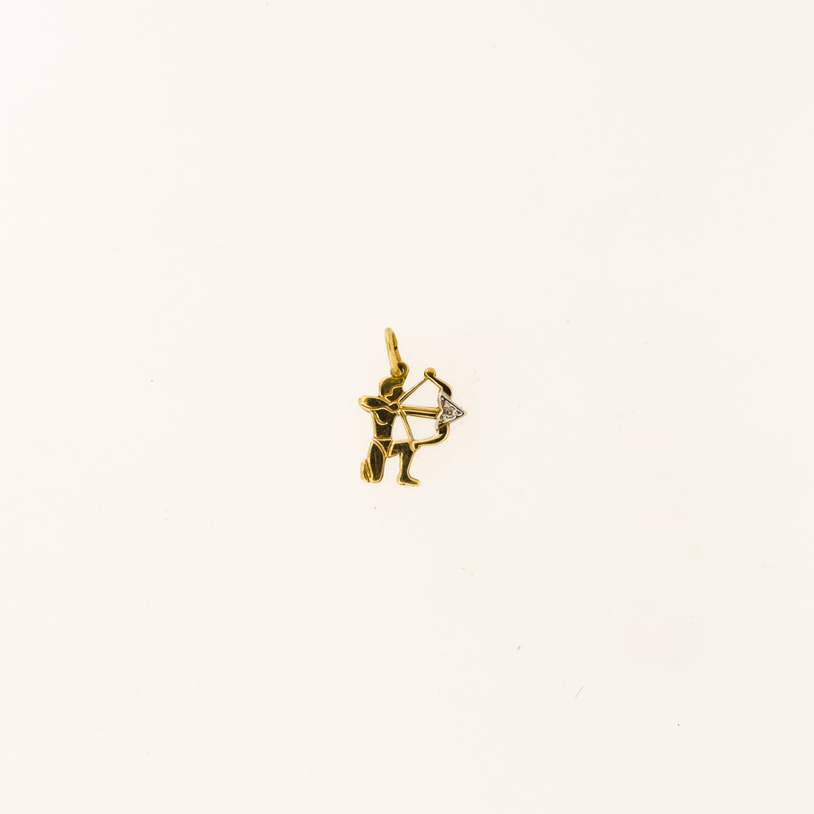 9ct Gold and Diamond Sagittarius Zodiac And 9ct Gold Chain