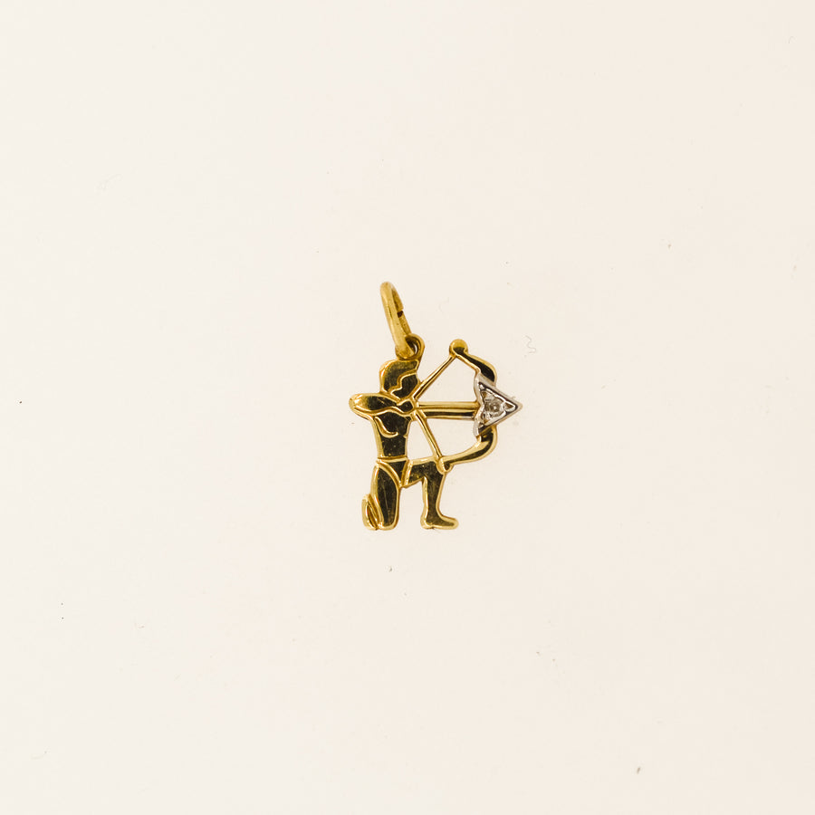 9ct Gold and Diamond Sagittarius Zodiac And 9ct Gold Chain