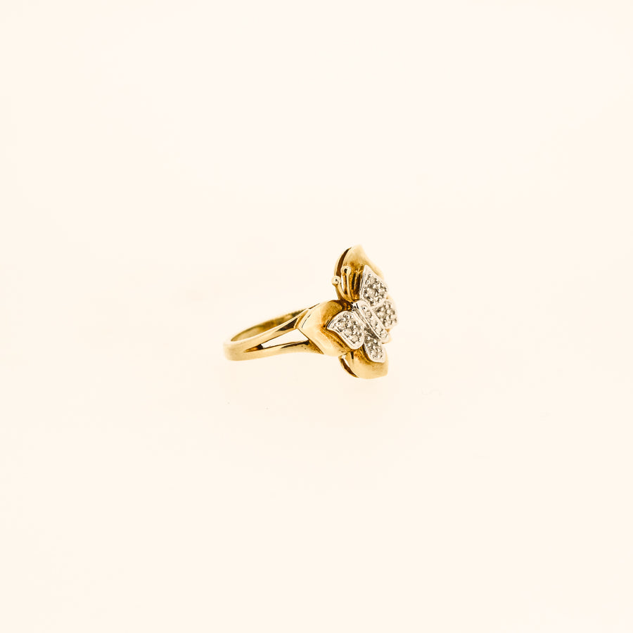Diamond and Gold Butterfly Ring