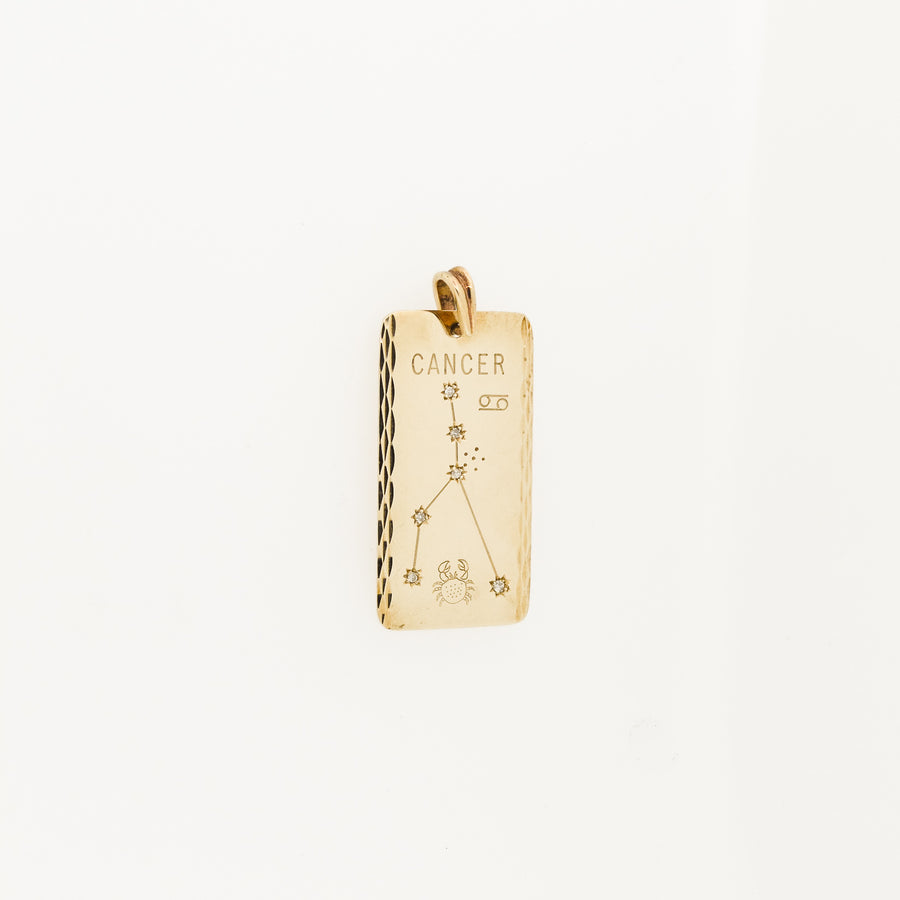 Heavy 9ct Gold and Diamond 'Cancer' Zodiac Pendant