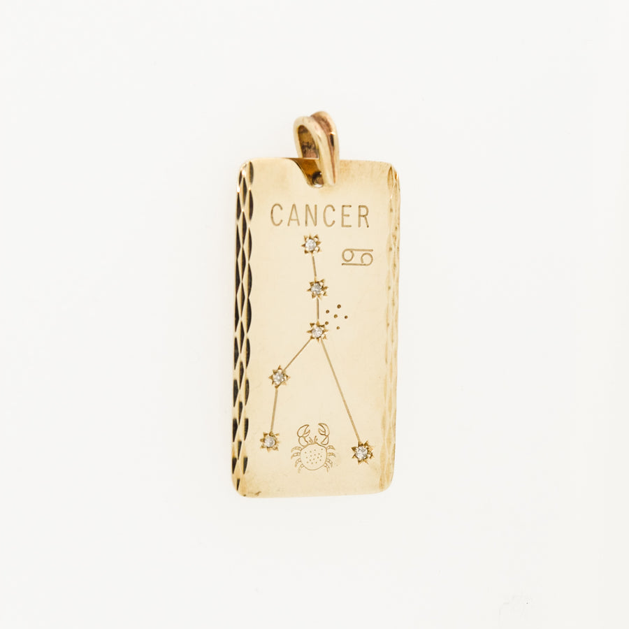 Heavy 9ct Gold and Diamond 'Cancer' Zodiac Pendant