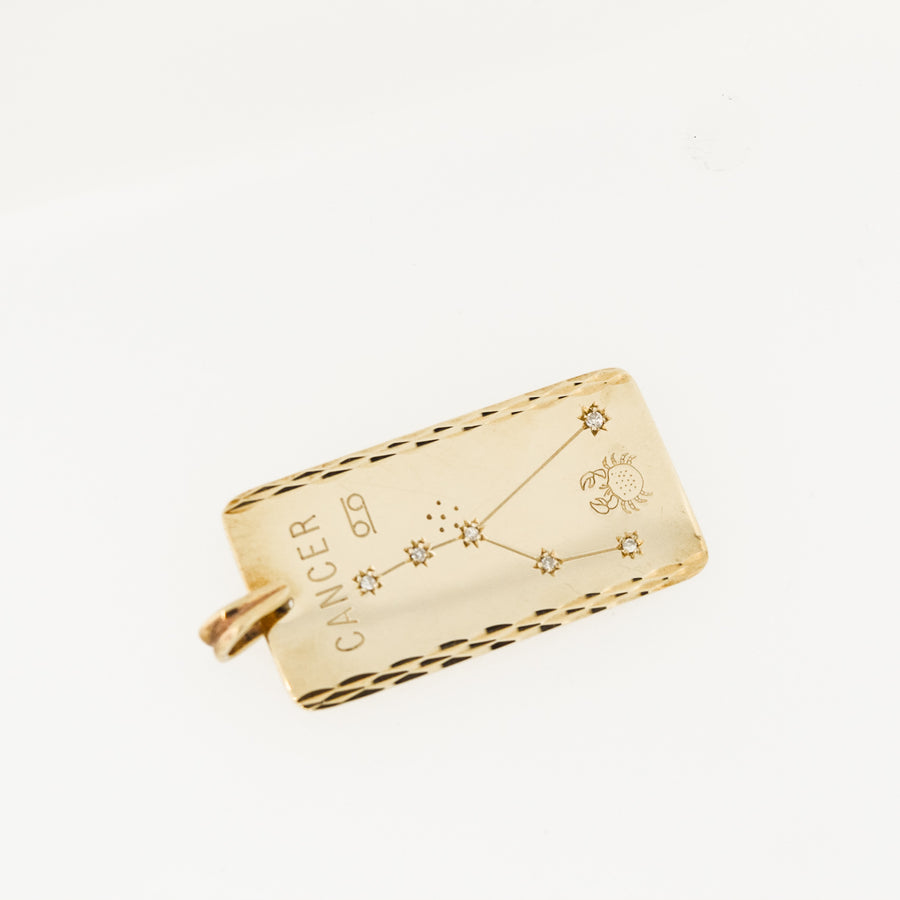 Heavy 9ct Gold and Diamond 'Cancer' Zodiac Pendant