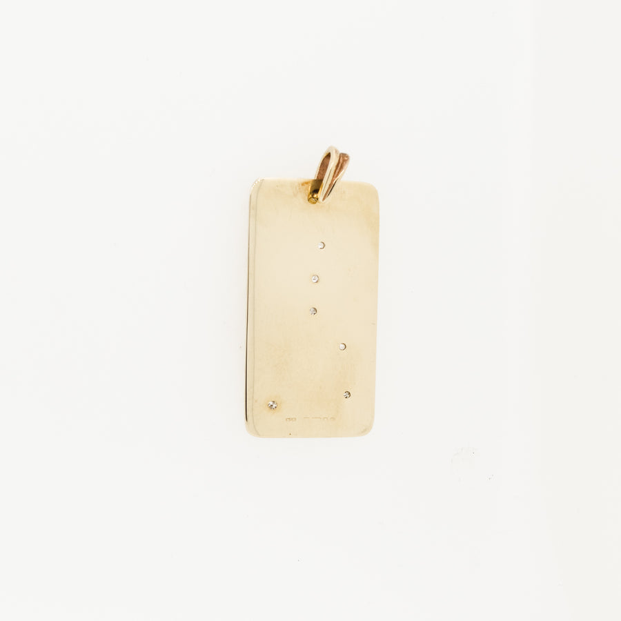 Heavy 9ct Gold and Diamond 'Cancer' Zodiac Pendant