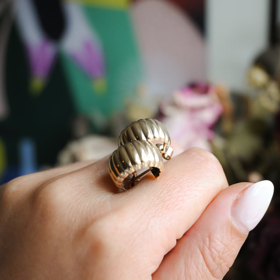 Chunky Gold Croissant Earrings - 15mm