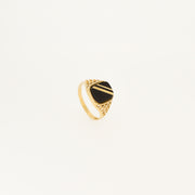 Striped Black Onyx Gold Ring