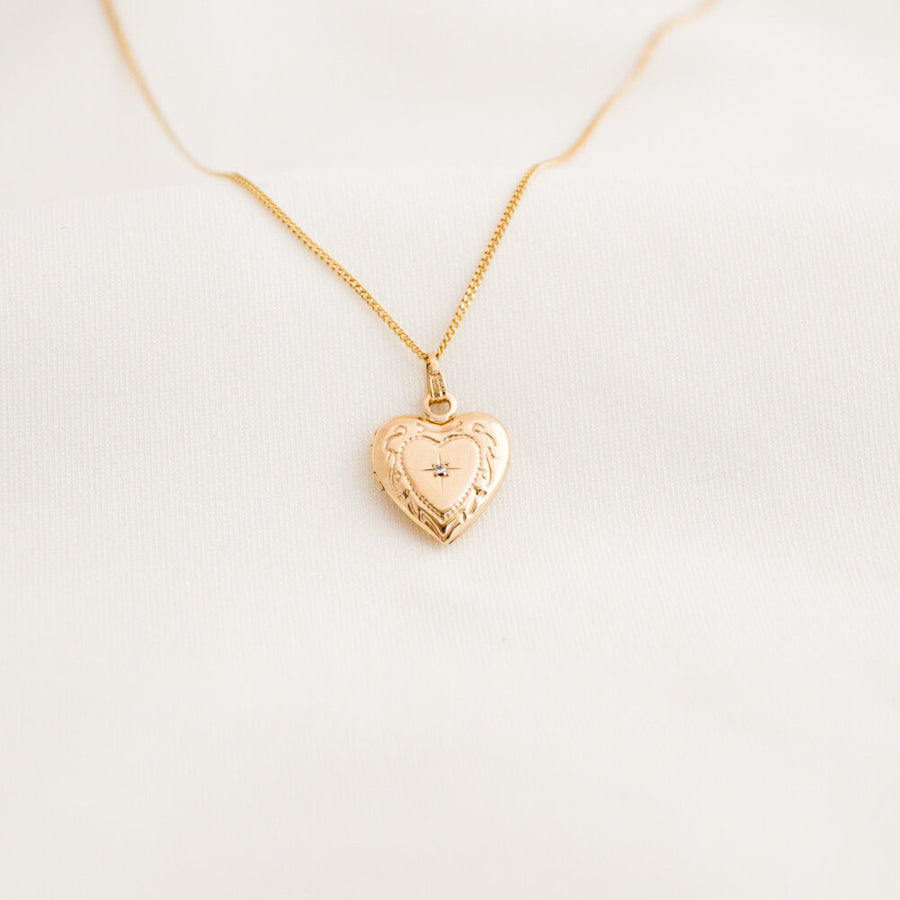 Diamond Heart Locket Necklace