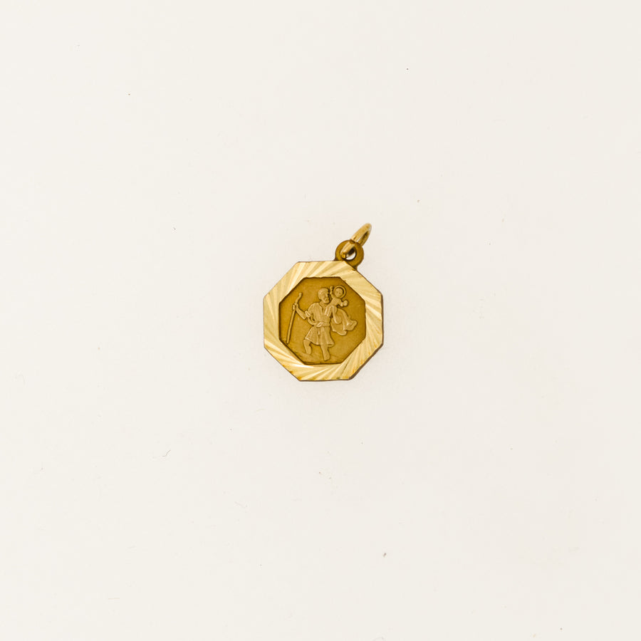 9ct Gold Octagon St Christopher Charm
