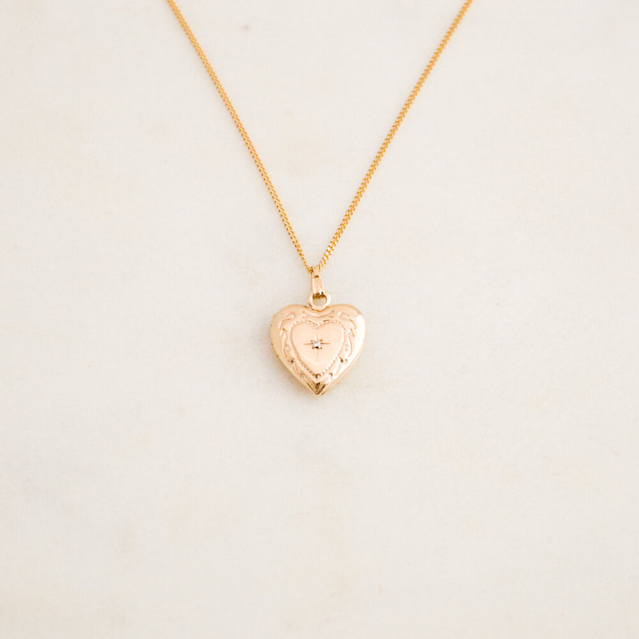 Diamond Heart Locket Necklace