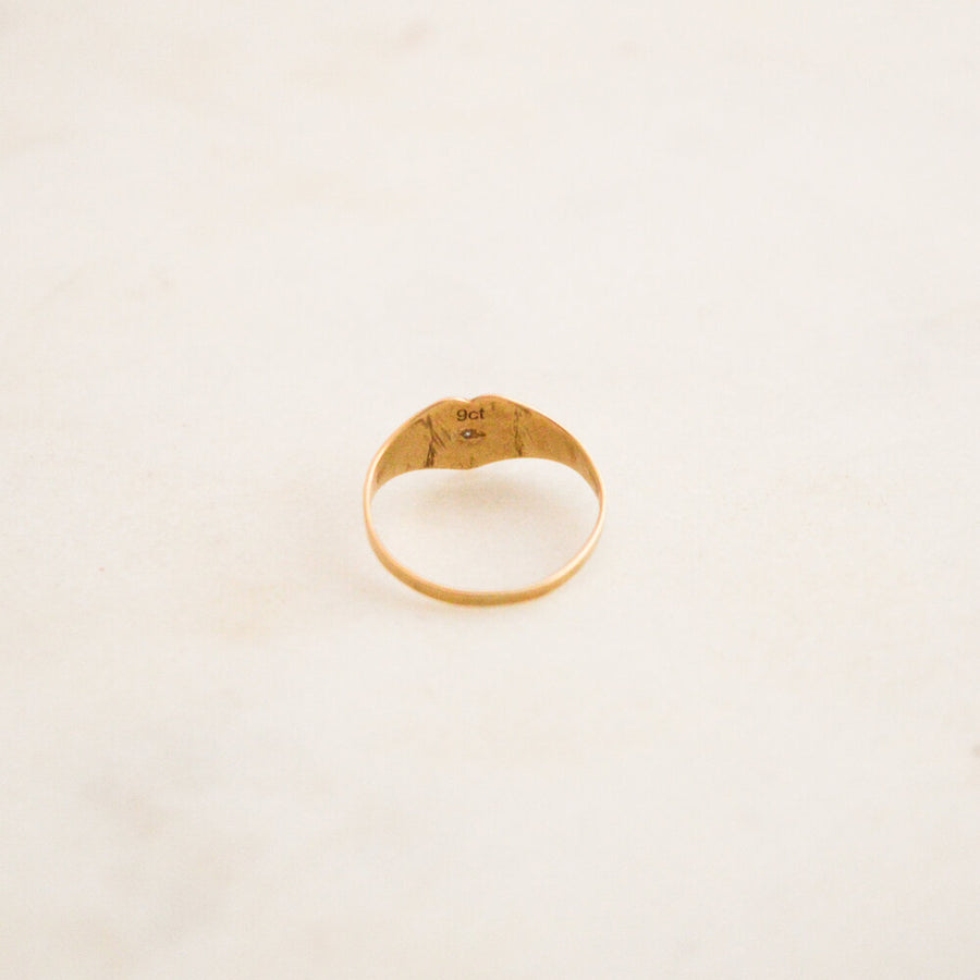 Diamond Heart Signet Ring
