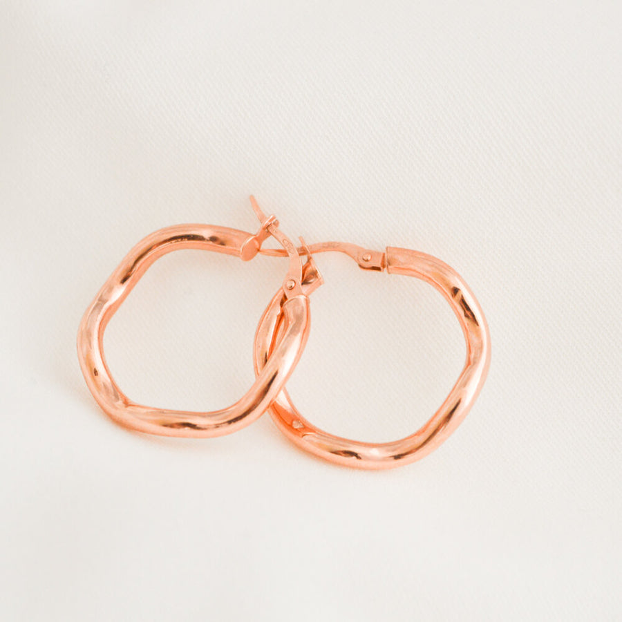 Rose Gold Wavy Hoops