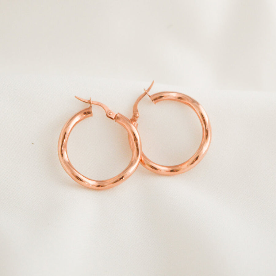 Rose Gold Wavy Hoops