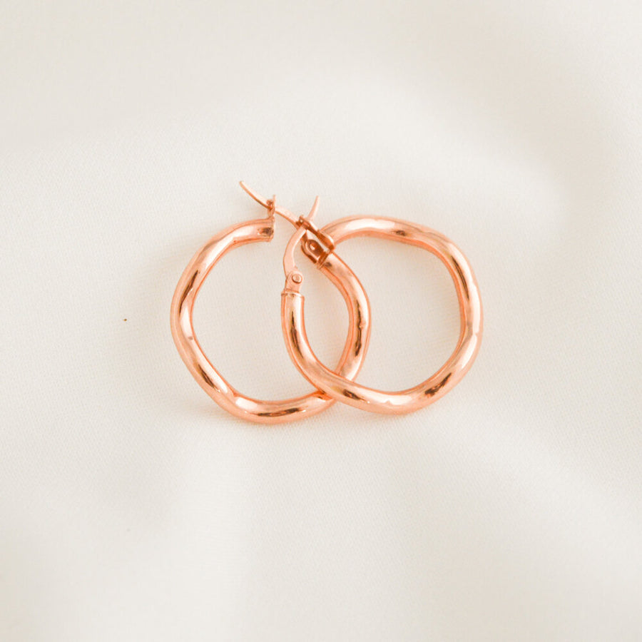 Rose Gold Wavy Hoops