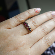 Victorian Garnet Engraved Ring