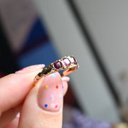 Victorian Garnet Engraved Ring