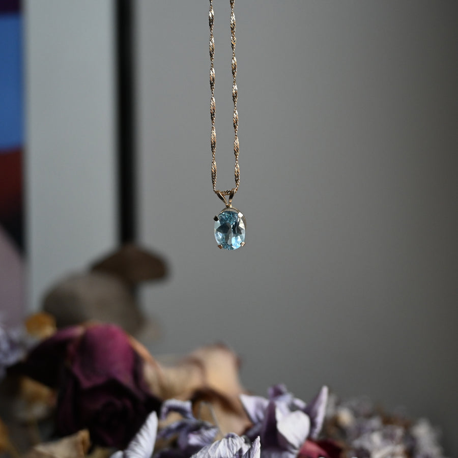 Aquamarine and 9ct Gold March Birthstone Necklace