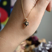 9ct Gold Sapphire and Diamond Cluster September Birthstone Necklace