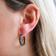 9ct Gold Lapis Lazuli Hoop Earrings