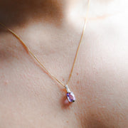 9ct Gold Amethyst And Diamond Necklace