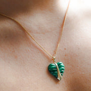 Seventies 18ct Gold Malachite Heart Necklace