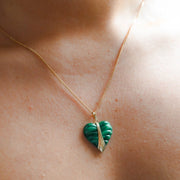 Seventies 18ct Gold Malachite Heart Necklace