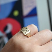 9ct Gold Five Star Square Signet Pinky Ring