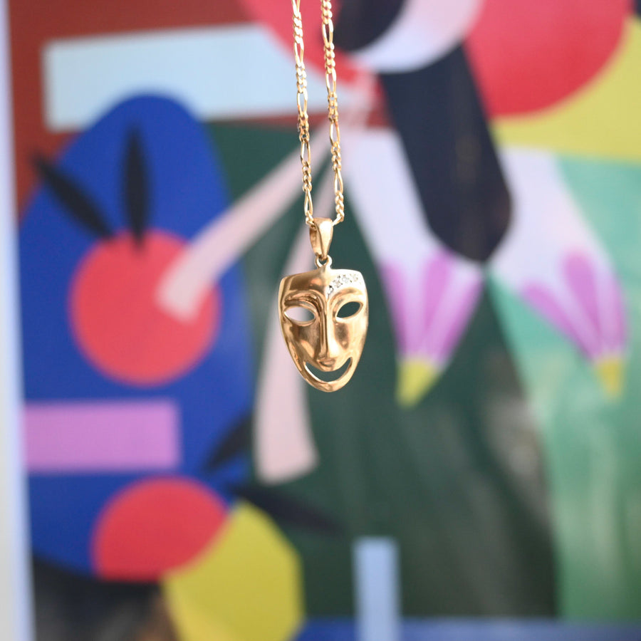 9ct Gold and Diamond Face Pendant