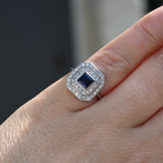 Art Deco c1920's Sapphire and Diamond Engagement Ring