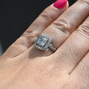 Vintage Cushion Cut Platinum Engagement Ring