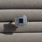 Art Deco c1920's Sapphire and Diamond Engagement Ring