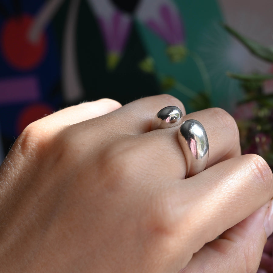 Vintage Chunky Sterling Silver Torc Ring