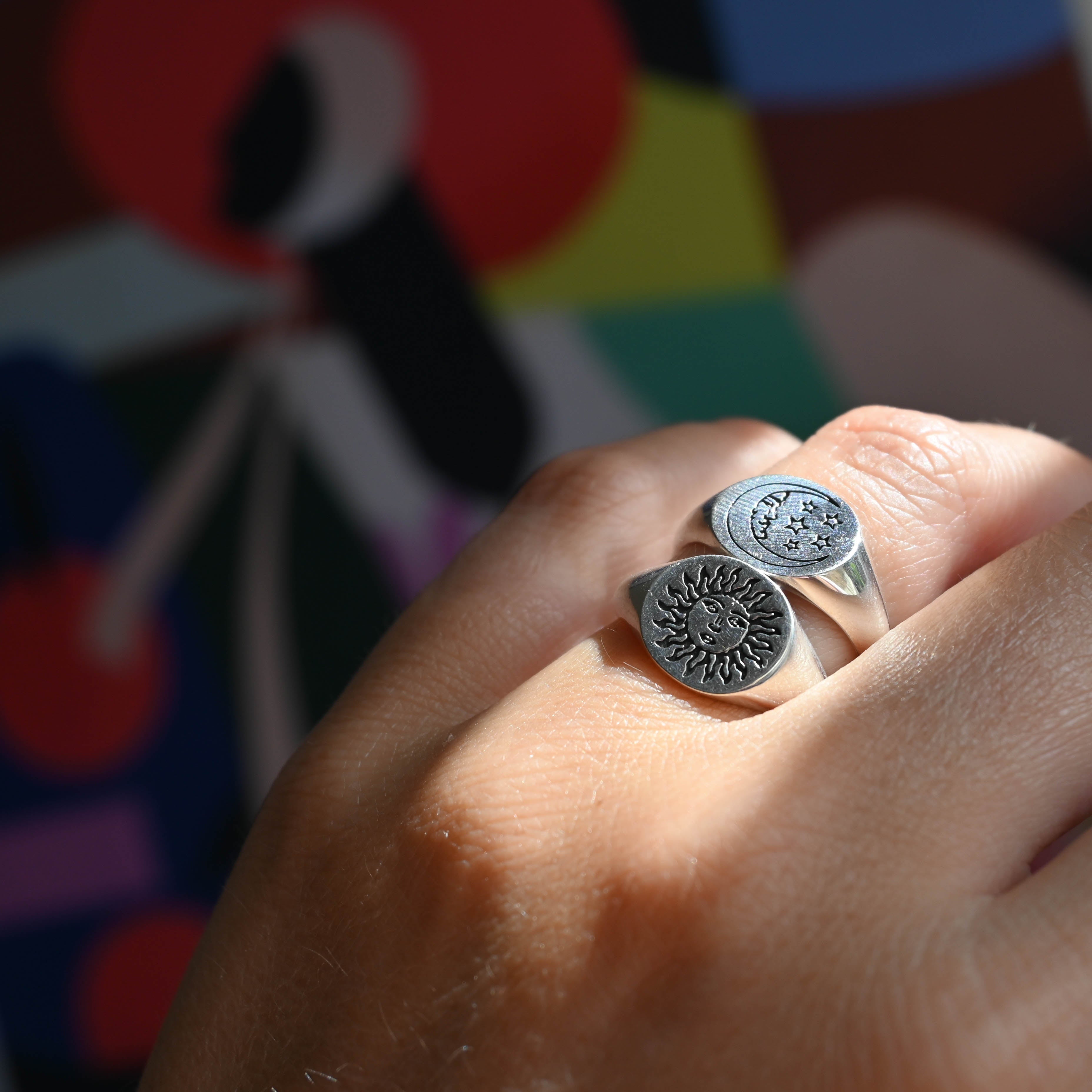 Sterling Silver Sun Signet Ring