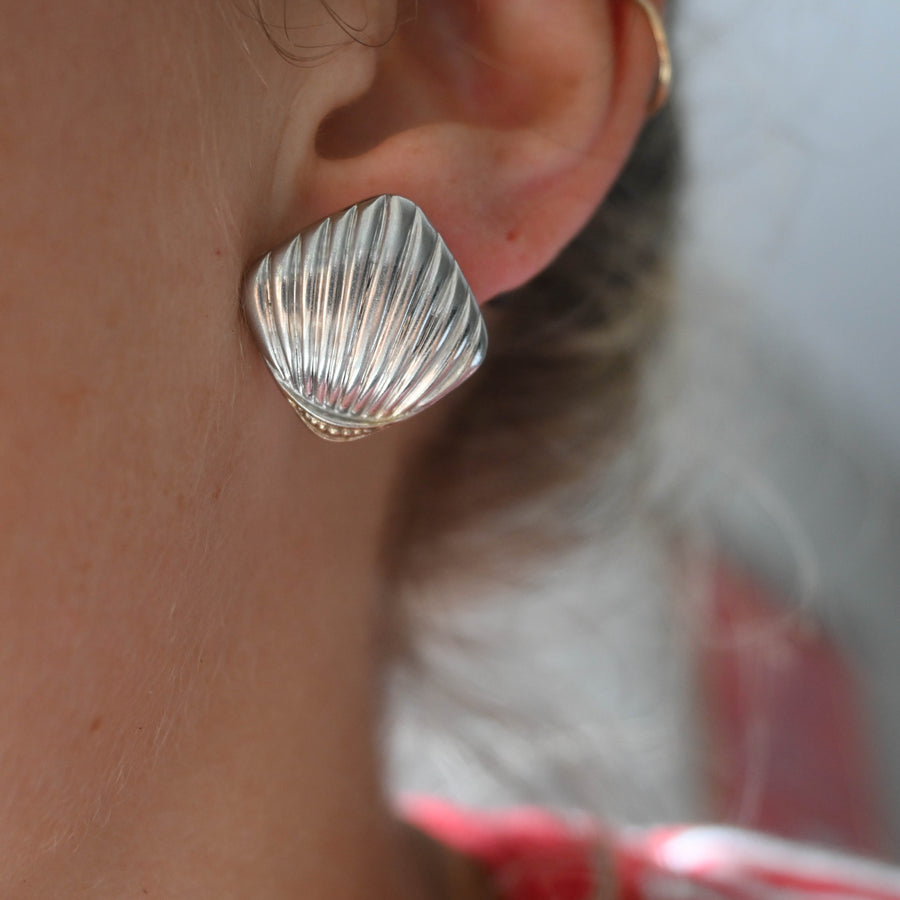 Vintage Sterling Silver Shell Earrings