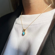 9ct Gold Turquoise and Pearl Reversible December & June Birthstone Necklace