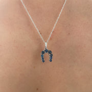 Sapphire and White Gold Horseshoe Necklace