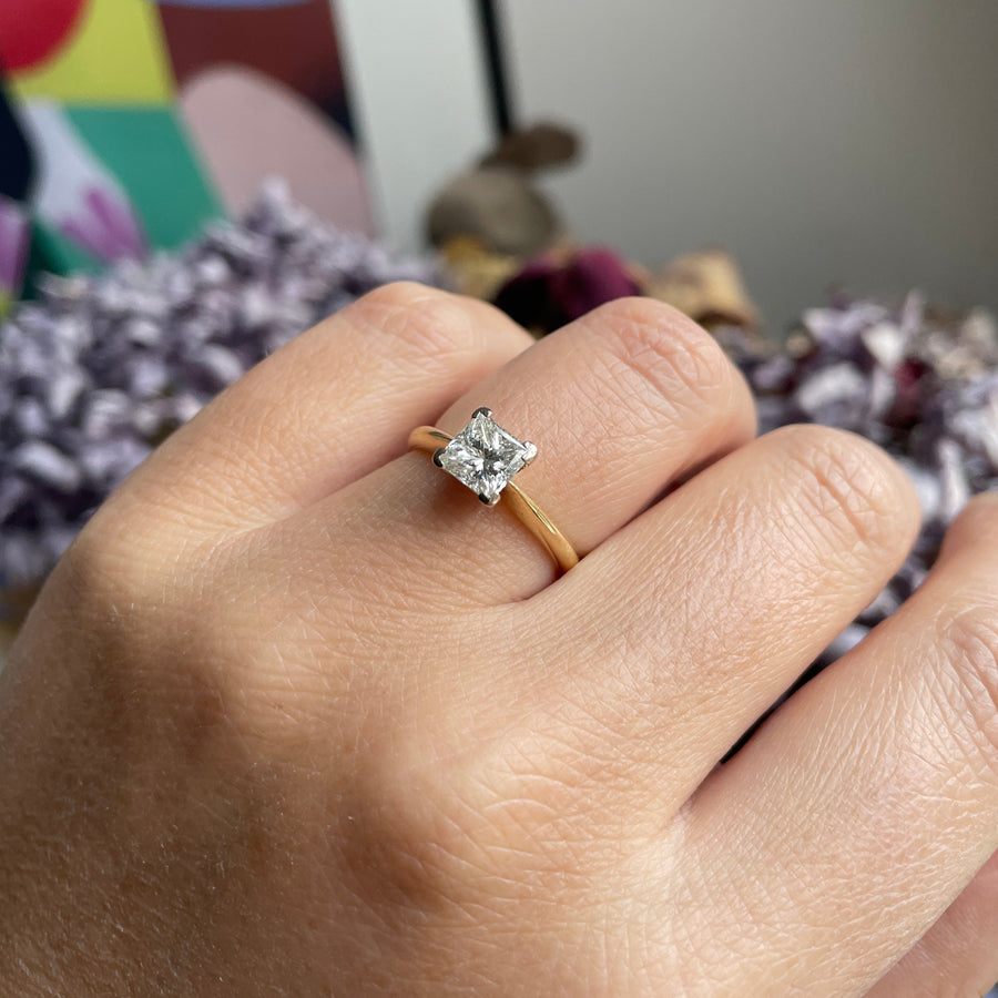Vintage Princess Cut Diamond Engagement Ring