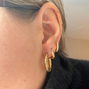 Twist & Plain Gold Hoop Earrings - 20mm