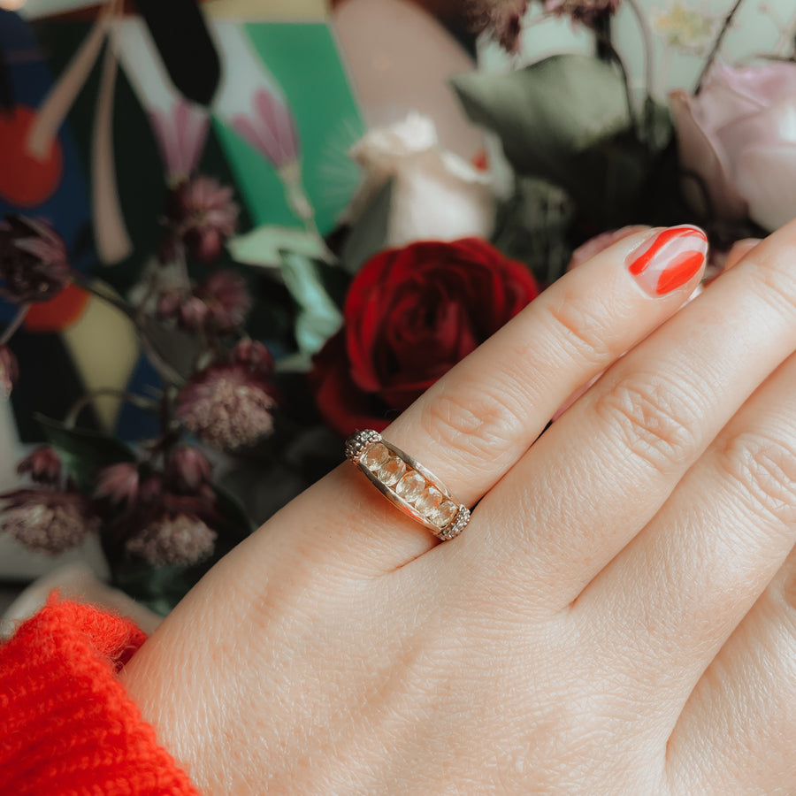 Lemon Quartz & Diamond Gold Ring