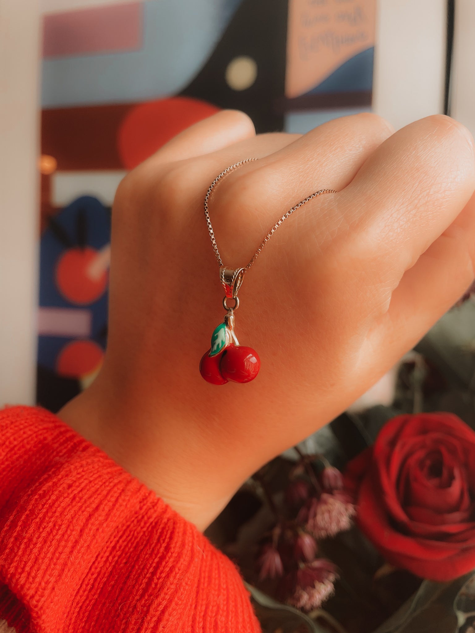 Enamel Cherry Pendant