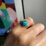 Turquoise Solitaire 9ct Gold Ring